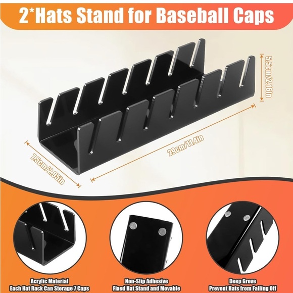 Hat Stand for Baseball Caps, 2 Pcs No Install Acrylic (058) - Picture 2 of 4